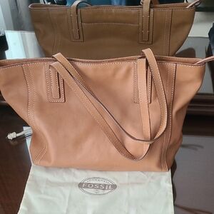 Fossil Brown Leather Tote Bag